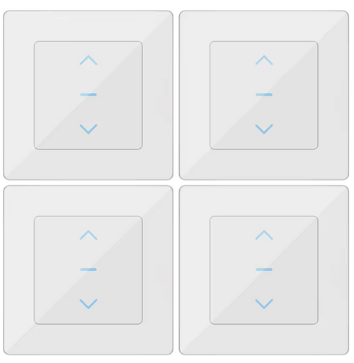 Four white square switches with arrows.