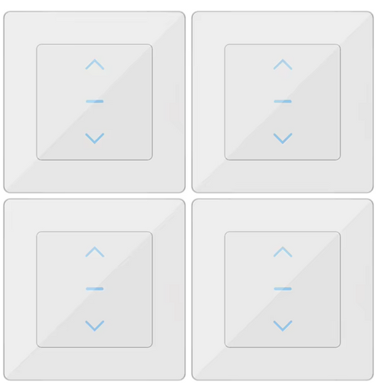 Four white square switches with arrows.