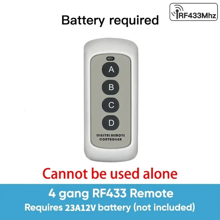 White remote control with four buttons.