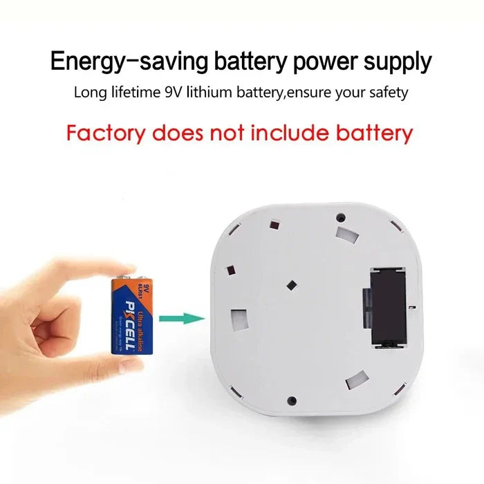 White electronic device with battery compartment.