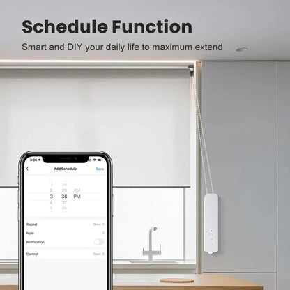 Automated window shade controller with smartphone app.