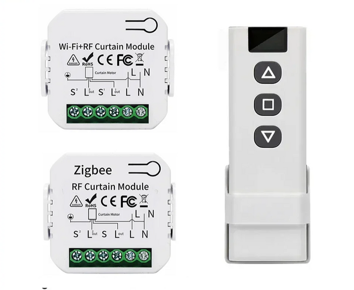 Smart curtain control modules and remote.