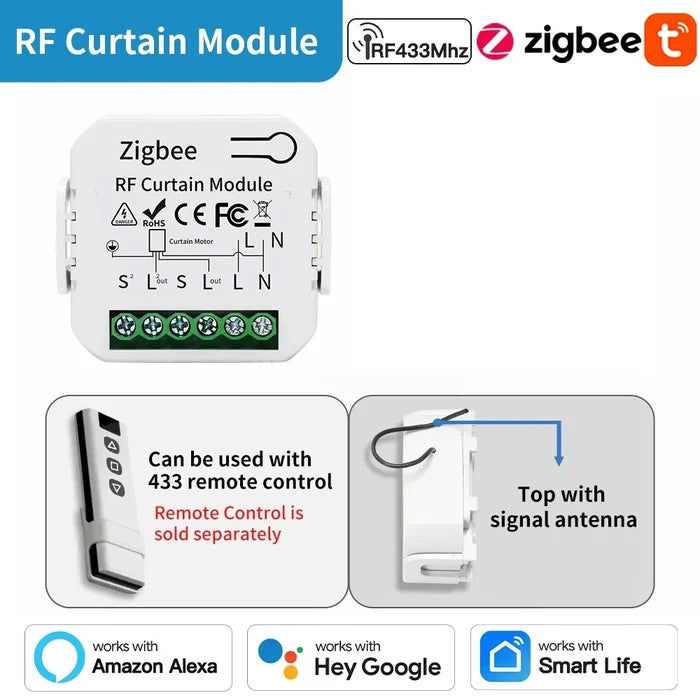 Zigbee RF curtain module.