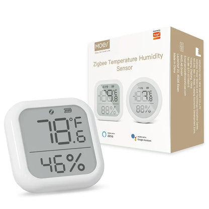 White temperature and humidity sensor.