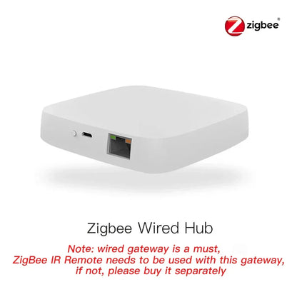 White Zigbee wired hub.