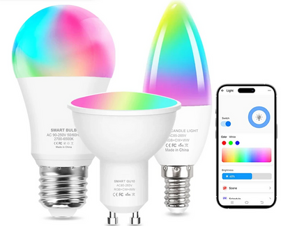 Smart color-changing light bulbs and smartphone app.