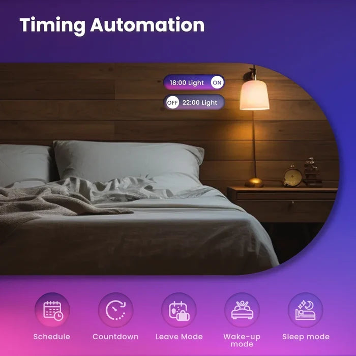 Bedroom with smart lighting automation.