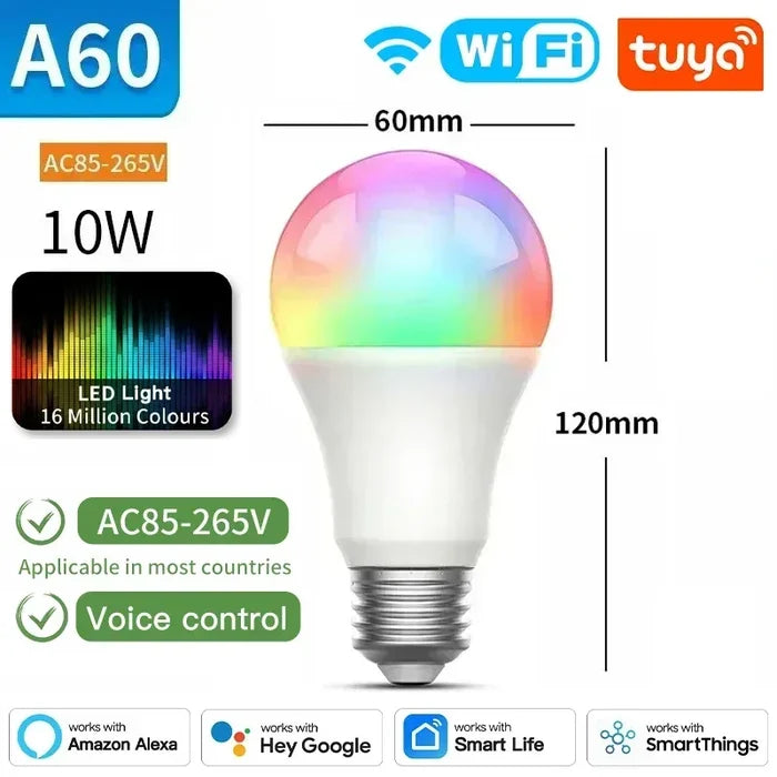 Smart LED light bulb with color changing capabilities.