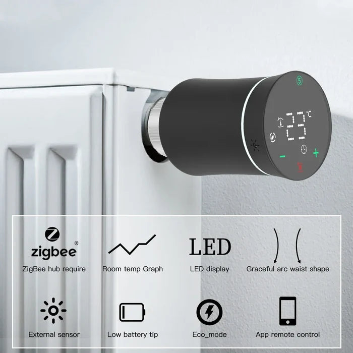 Black smart radiator thermostat.
