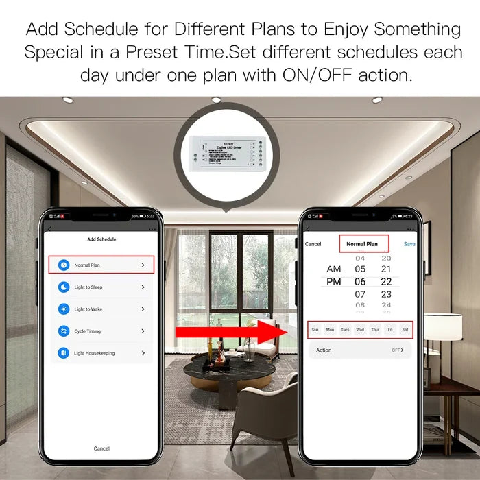 Smart home scheduling interface.