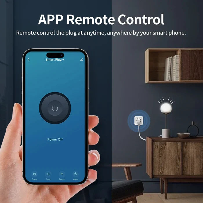 Smart plug controlled by a smartphone app.