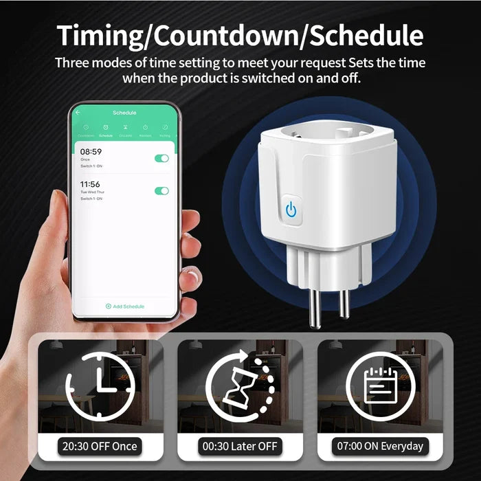 Smart plug with scheduling features.