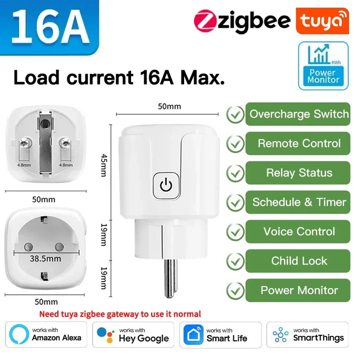 Smart plug with power monitoring.