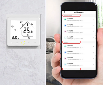 Smart thermostat and smartphone app.