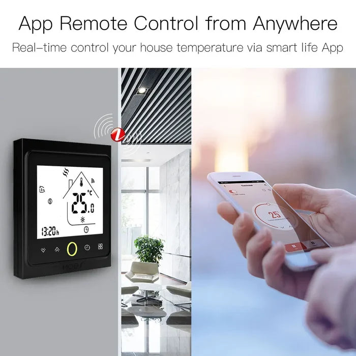 Smart thermostat with remote control.
