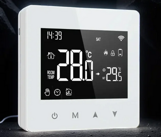 White digital thermostat.