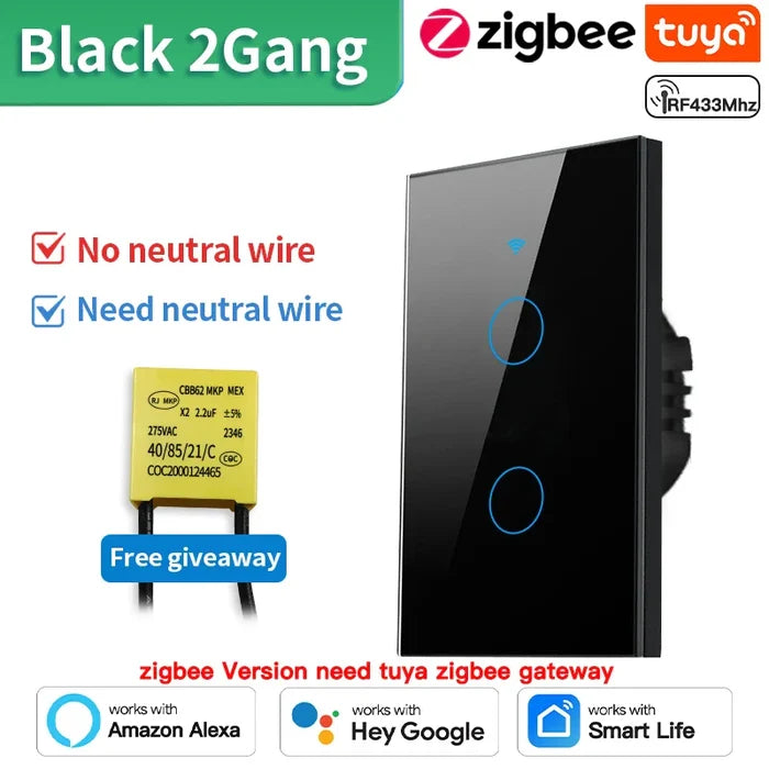 Zigbee Black 2gang / TNCE