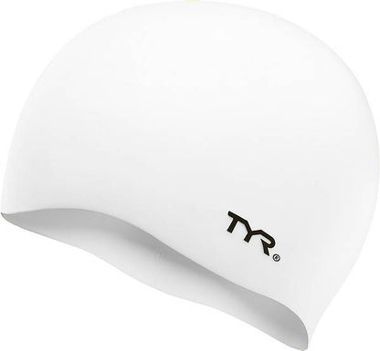 TYR Wrinkle-Free Junior Silicone Swim Cap Equipment TYR White