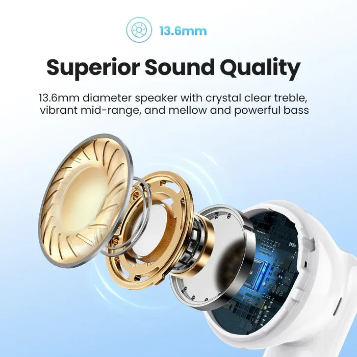 Exploded view of an earbud speaker.