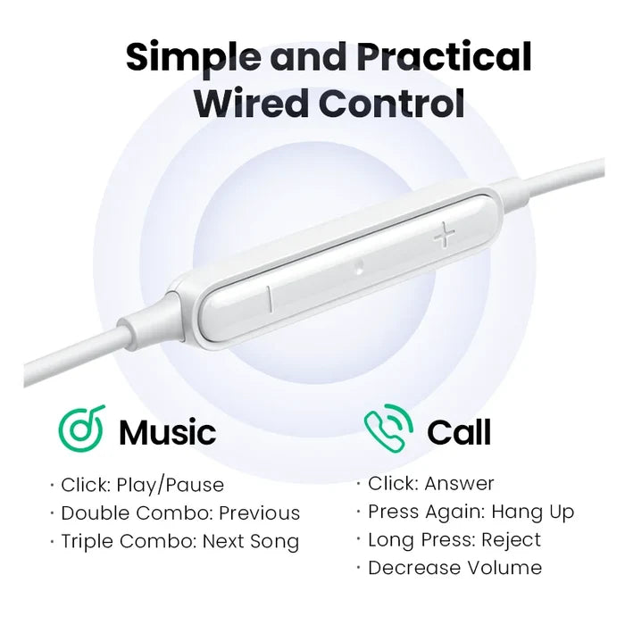 White wired earphone control.