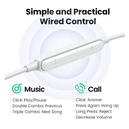 White wired earphone control.