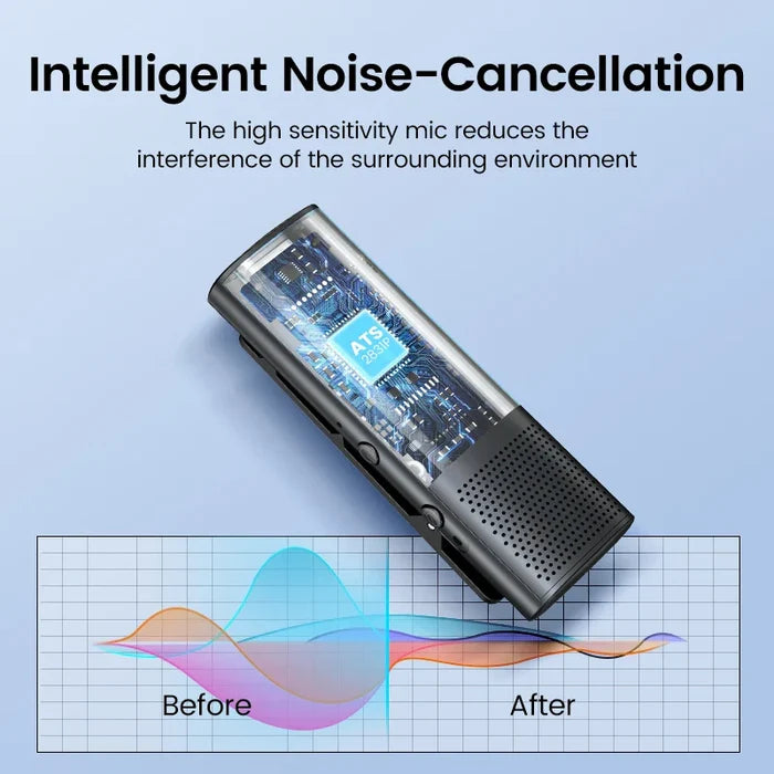 Noise-canceling audio recorder.