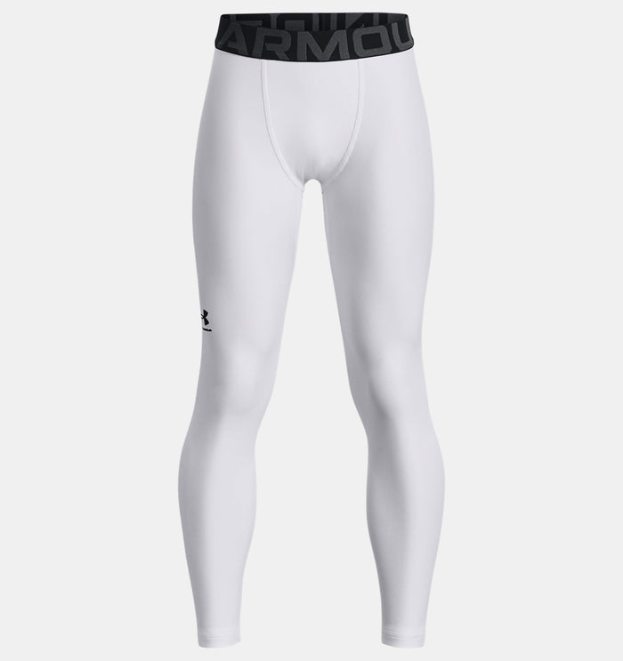 Under Armour Boys' Heatgear Armour Leggings Apparel Under Armour White-100 Youth XSmall