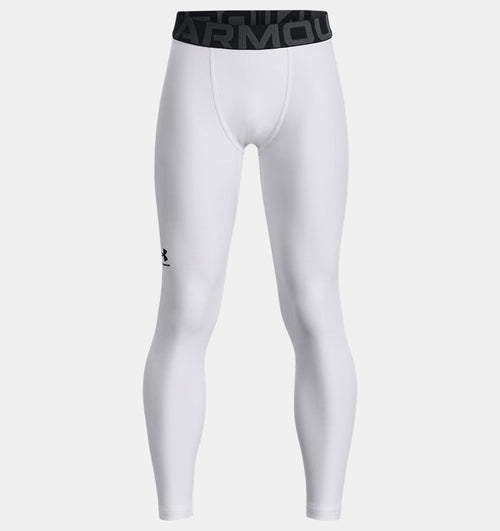 Under Armour Boys' Heatgear Armour Leggings Apparel Under Armour White-100 Youth XSmall