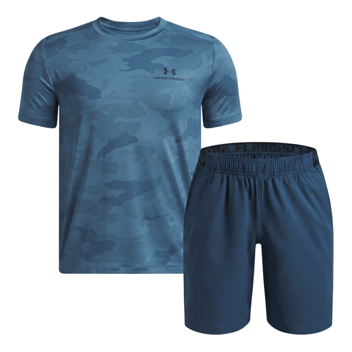 Under Armour Junior's 2 Piece Co Ord Set Blue T-Shirt & Shorts