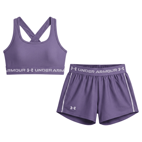 Under Armour Junior's 2 Piece Co Ord Set Purple T-Shirt & Shorts
