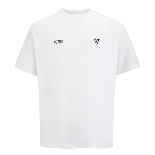 VCTRS Men's 3 Piece Co Ord Set GreyWhite featuring a stylish white t-shirt with logo design.