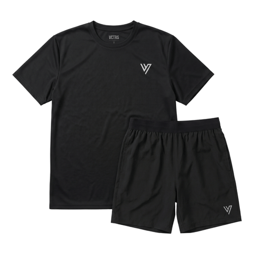 VCTRS Mens 2 Piece Co Ord Set Black T-Shirt & Shorts, perfect for casual outings and athletic wear.