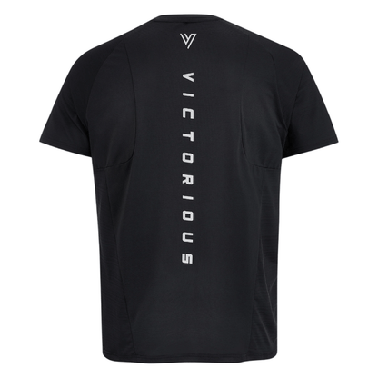 VCTRS Mens 2 Piece Co Ord Set Black T-Shirt back view showcasing sleek design and 'VICTORIOUS' lettering.