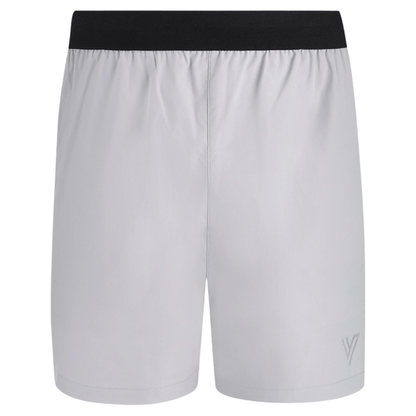 VCTRS Mens 2 Piece Co Ord Set Blue/Grey shorts with elastic waistband and logo design at the hem.