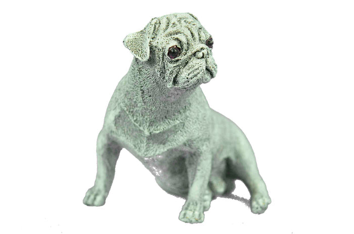 Vienna Bronze Miniature Pug Dog Bronze Sculpture White Patina Masterpiece Figure