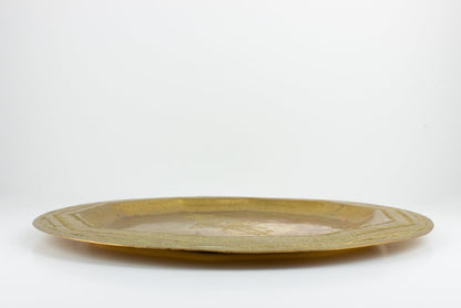 Vintage Moroccan Brass Tray with Engraved Design