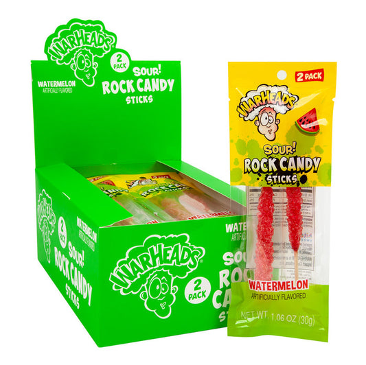 Warheads Sour Watermelon Hard Candy Rock Sticks - 12 Count