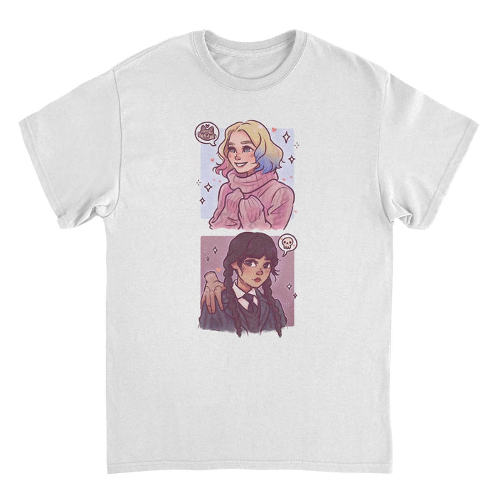 Wednesday Ghouls Stacked White T-Shirt