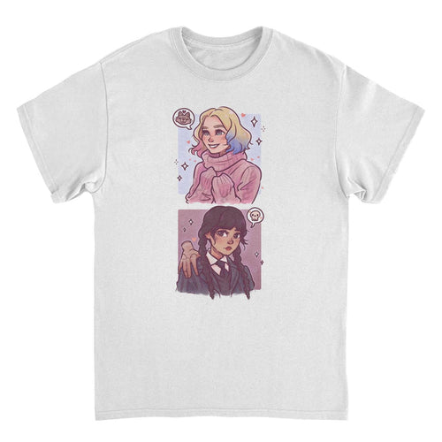 Wednesday Ghouls Stacked White T-Shirt