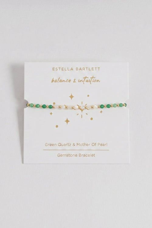 Wellness Green Quartz & White Mother-of-Pearl Stretch Sienna Bracelet