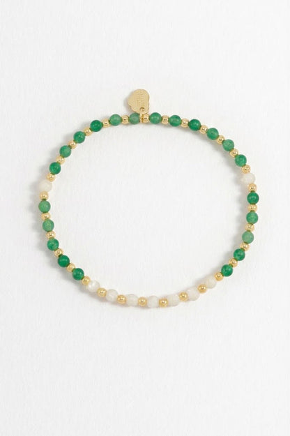 Wellness Green Quartz & White Mother-of-Pearl Stretch Sienna Bracelet