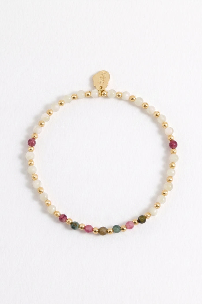 Wellness Mother-of-Pearl & Mixed Tourmaline Stretch Sienna Bracelet