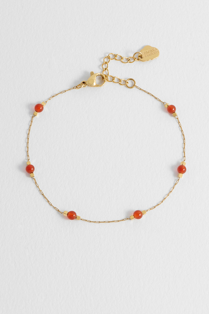 Wellness Red Agate Beaded Chain Bracelet