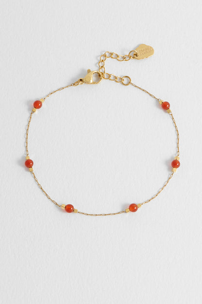Wellness Red Agate Beaded Chain Bracelet