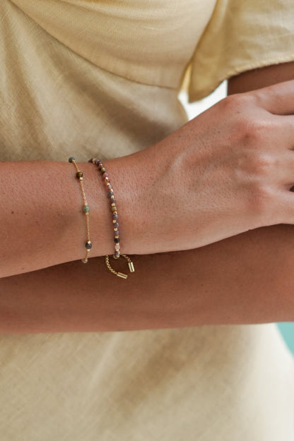 Wellness Tourmaline Beaded Chain Bracelet