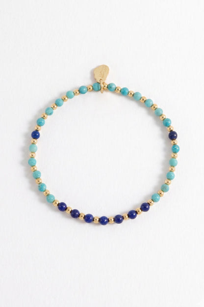 Wellness Turquoise Howlite & Lapis Lazuli Stretch Sienna Bracelet
