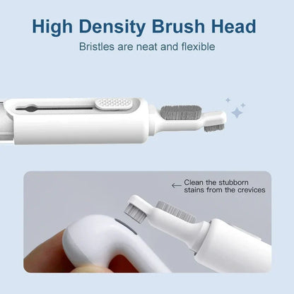 Electric toothbrush with a high-density brush head and flexible bristles.
