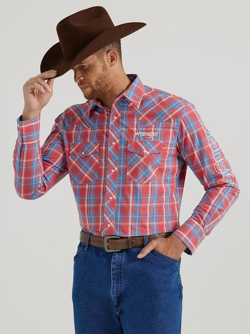 Wrangler Men - Wrangler Logo Snap Shirt (Apple Plaid) 112344433