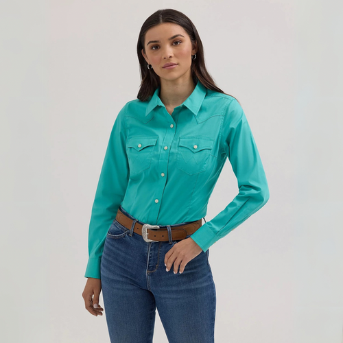 Wrangler Women - Solid Western Shirt (Aqua) 112358060