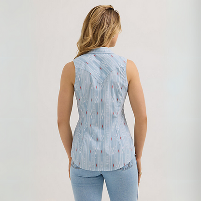 Wrangler Women - Stripe Western sleeveless Shirt (Blue) 112362273